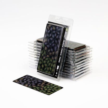Laser Plants Black Magic Taro blister pack displayed with assembled Black Magic Taro plants showing the finished miniature foliage.