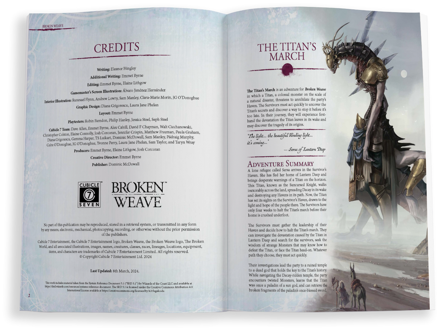 Broken Weave Gamesmaster Screen & The Titan’s March Adventure Book - Hardcover & Digital