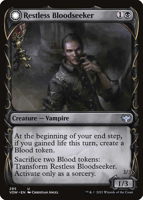 MTG Restless Bloodseeker // Bloodsoaked Reveler VOW 295 Showcase Fang Foil front