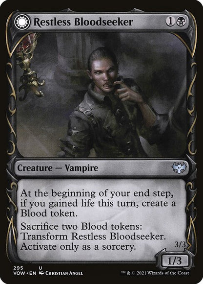 MTG Restless Bloodseeker // Bloodsoaked Reveler VOW 295 Showcase Fang Nonfoil front