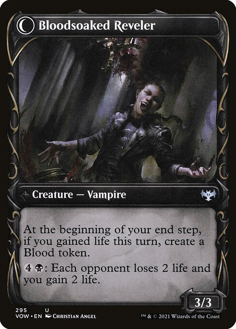 MTG Restless Bloodseeker // Bloodsoaked Reveler VOW 295 Showcase Fang Foil reverse