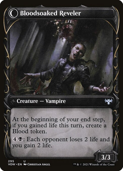 MTG Restless Bloodseeker // Bloodsoaked Reveler VOW 295 Showcase Fang Foil reverse