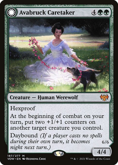 MTG Avabruck Caretaker // Hollowhenge Huntmaster VOW 187 Standard Foil front