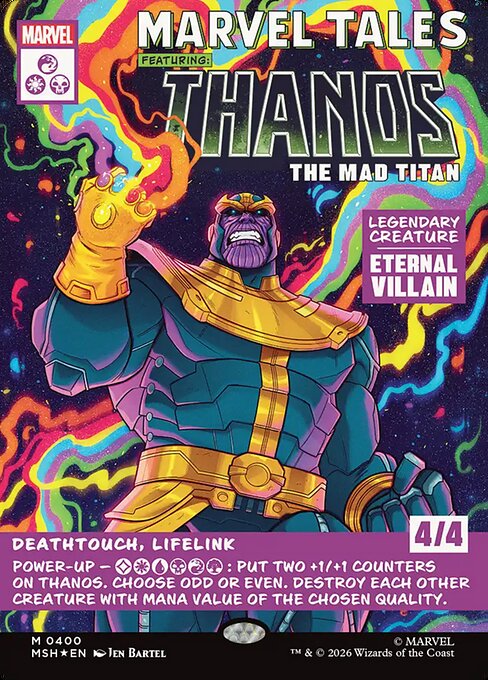 MTG Thanos, the Mad Titan MSH 400 Borderless Classic Comic Foil
