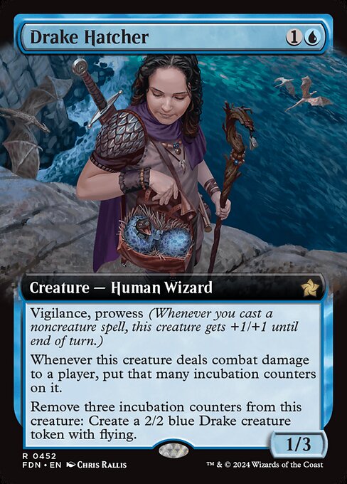 MTG Drake Hatcher FDN 452 Extended Art Nonfoil