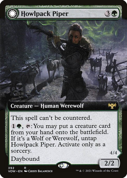 MTG Howlpack Piper // Wildsong Howler VOW 392 Extended Art Nonfoil front