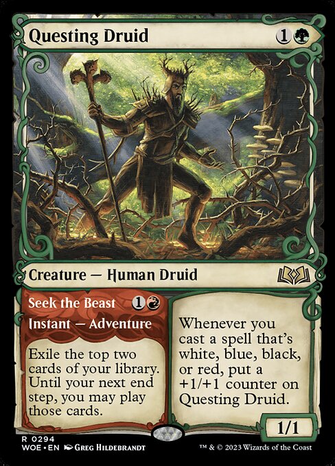 MTG Questing Druid // Seek the Beast WOE 294 Showcase Adventure Nonfoil