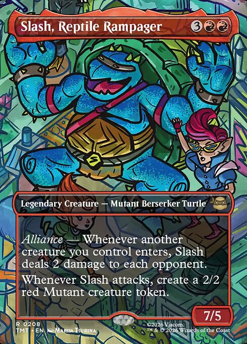 MTG Slash, Reptile Rampager TMT 208 Borderless Scene Foil