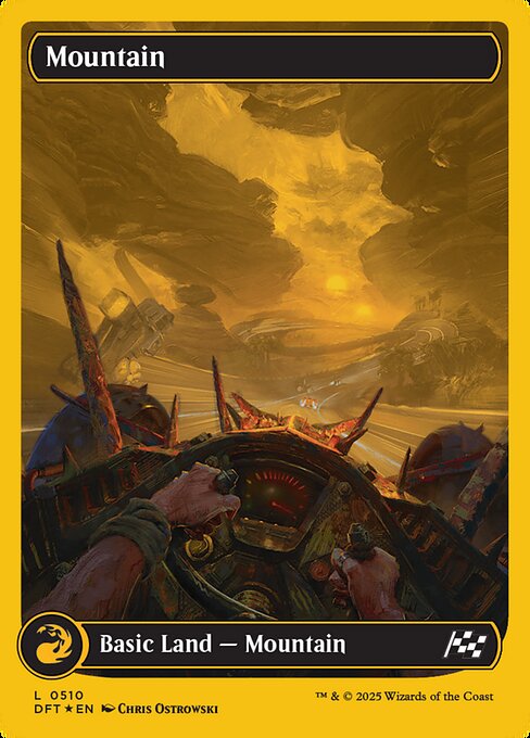 MTG Mountain DFT 510 Full-Art Driver's Seat Basic Land First-Place Foil