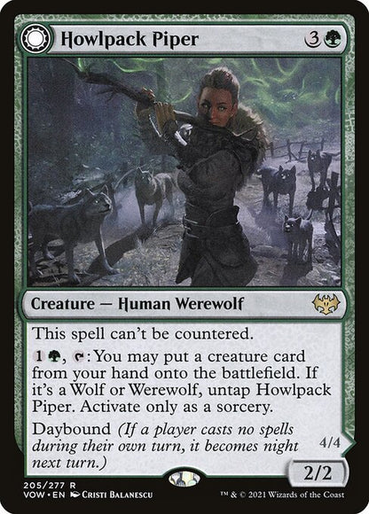 MTG Howlpack Piper // Wildsong Howler VOW 205 Standard Nonfoil front