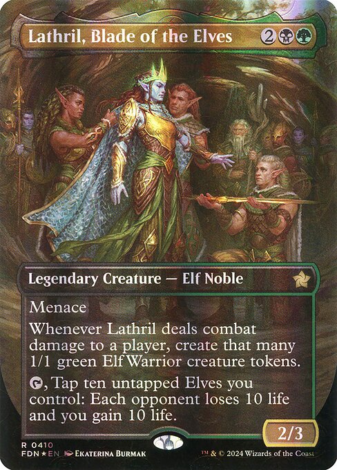 MTG Lathril, Blade of the Elves FDN 410 Borderless Mana Foil