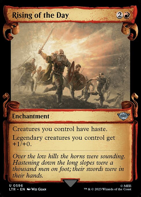 MTG Rising of the Day LTR 596 Showcase Scrolls of Middle-earth Silver Foil