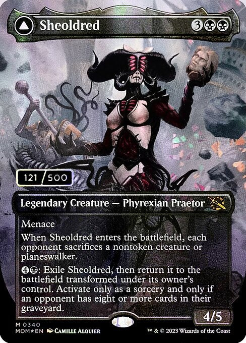 MTG Sheoldred // The True Scriptures MOM 340 Serialized Praetor Double Rainbow Foil