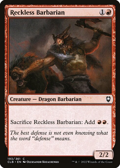 MTG Reckless Barbarian CLB 193 Regular Foil