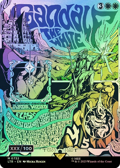 MTG Gandalf the White LTR 732z Borderless Poster Serialized Double Rainbow Foil