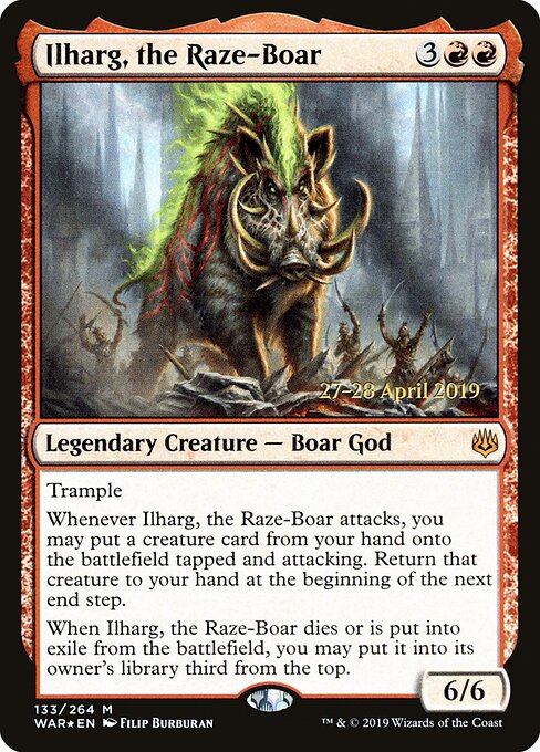 MTG Ilharg, the Raze-Boar PWAR 133S Prerelease Promo Foil front