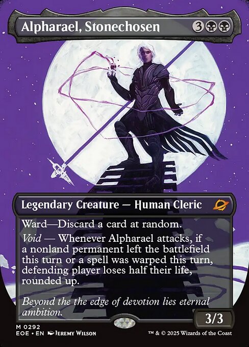 MTG Alpharael, Stonechosen EOE 292 Borderless Triumphant Foil