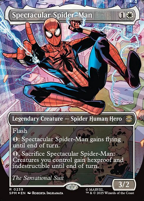 MTG Spectacular Spider-Man SPM 239 Borderless Costume Change Textured Foil