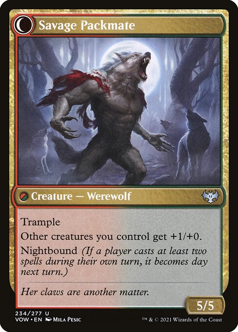 MTG Child of the Pack // Savage Packmate VOW 234 Standard Foil reverse