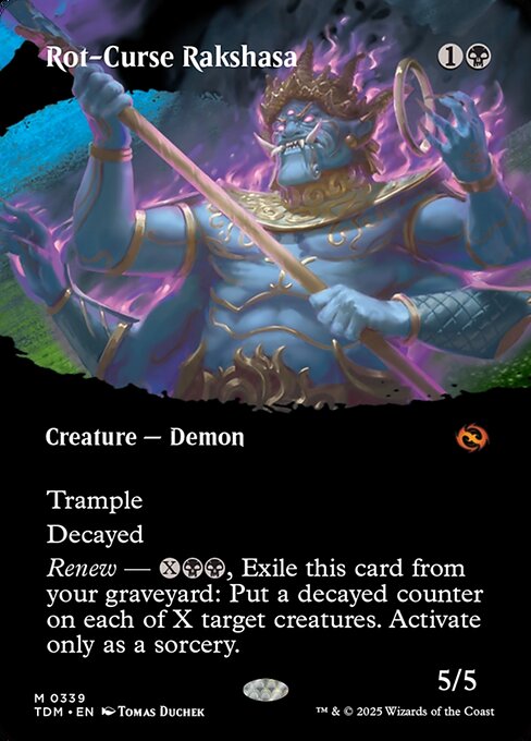 MTG Rot-Curse Rakshasa TDM 339 Borderless Clan Foil