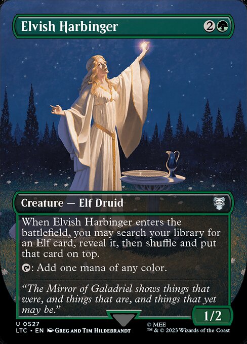 MTG Elvish Harbinger LTC 527 Showcase Ring Foil