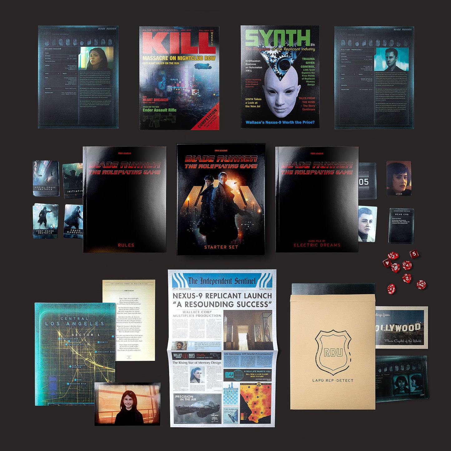 Blade Runner RPG Starter Set boxed set component detail