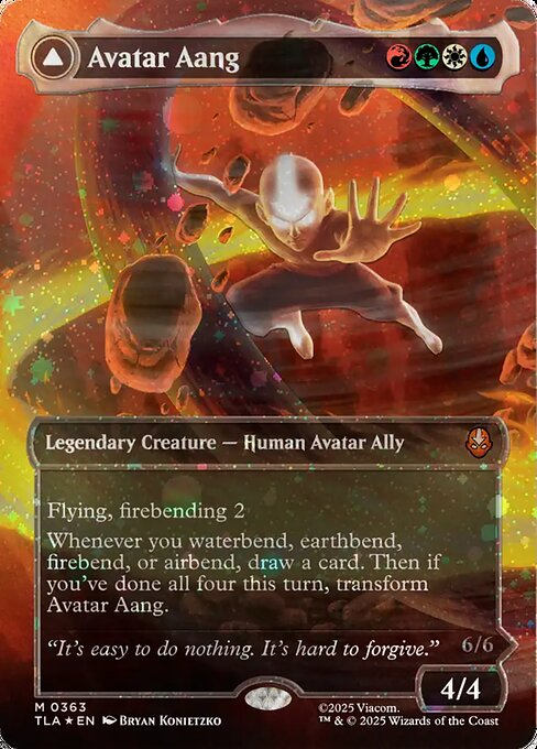 MTG Avatar Aang // Aang, Master of Elements TLA 363 Borderless Raised Foil Foil