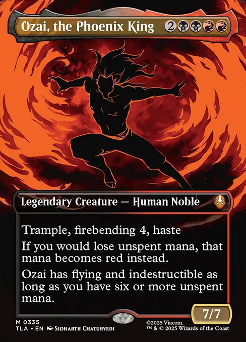 MTG Ozai, the Phoenix King TLA 335 Borderless Elemental Frame Foil