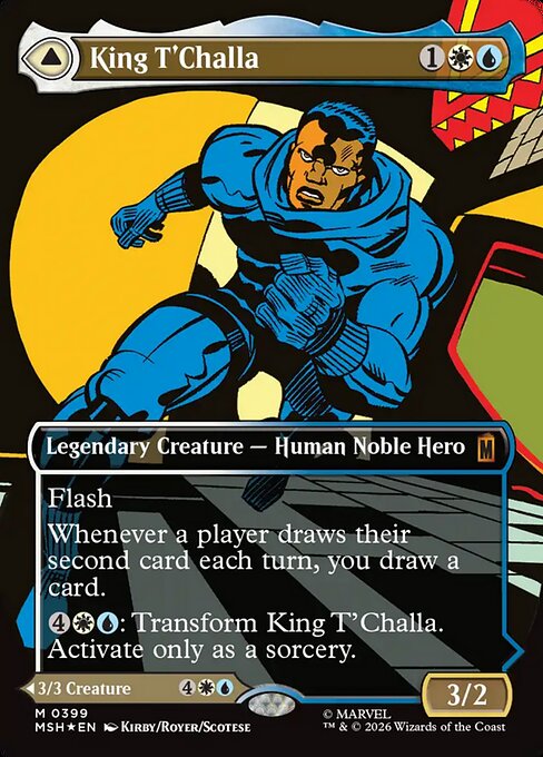 MTG King T'Challa // Black Panther, Hope Enduring MSH 399 Borderless Classic Comic Foil