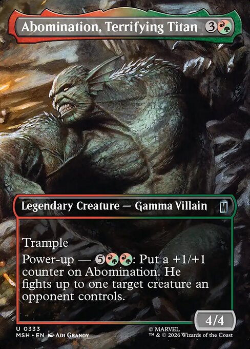 MTG Abomination, Terrifying Titan MSH 333 Borderless Scene Nonfoil
