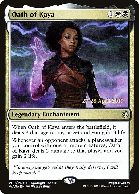 MTG Oath of Kaya PWAR 209S Prerelease Promo Foil front