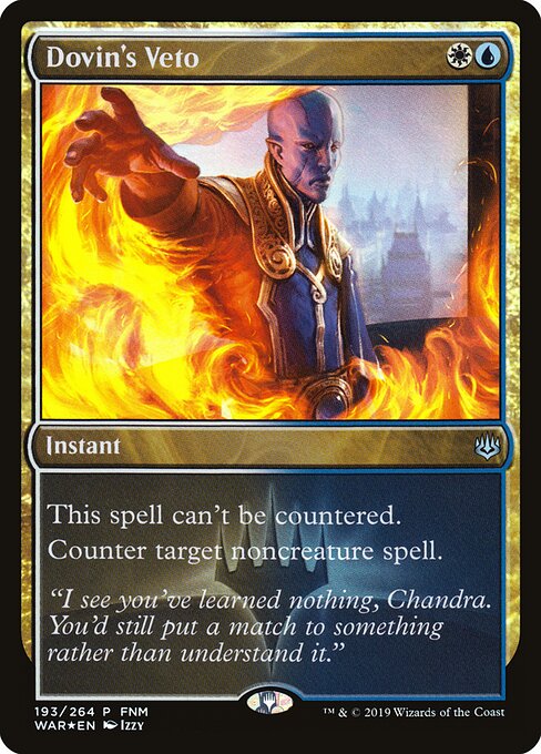 MTG Dovin's Veto PWAR 193 FNM Promo Foil front