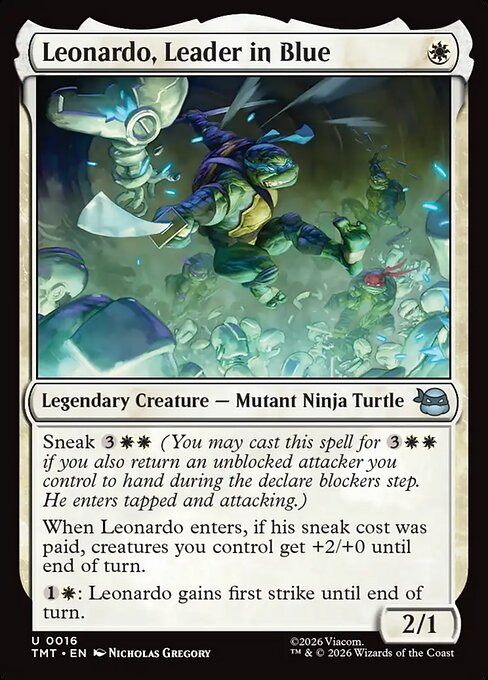 MTG Leonardo, Leader in Blue TMT 016 Regular Nonfoil