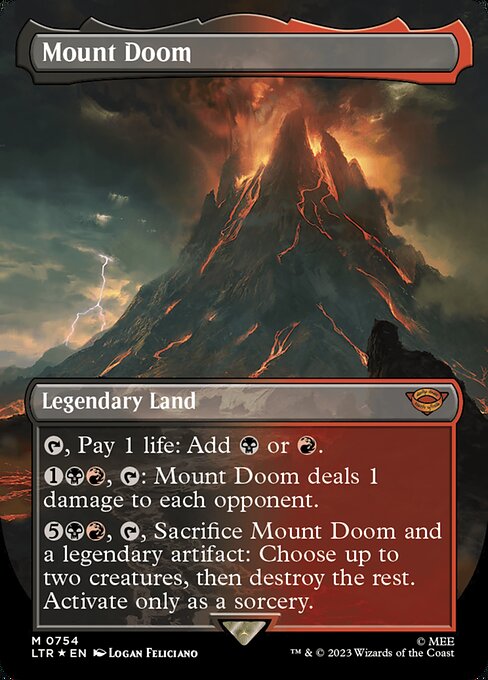 MTG Mount Doom LTR 754 Borderless Surge Foil