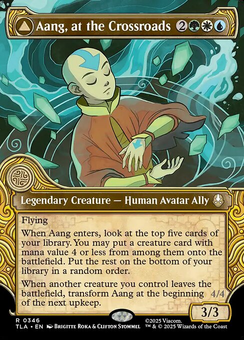 MTG Aang, at the Crossroads // Aang, Destined Savior TLA 346 Borderless Elemental Frame Nonfoil