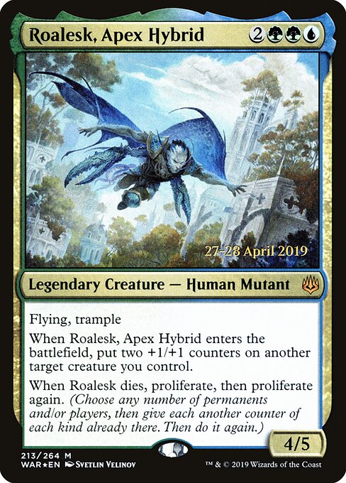 MTG Roalesk, Apex Hybrid PWAR 213S Prerelease Promo Foil front