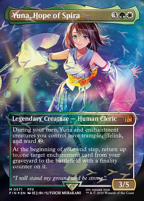 MTG Yuna, Hope of Spira FIN 571 Borderless Chocobo Bundle Chocobo Track Foil