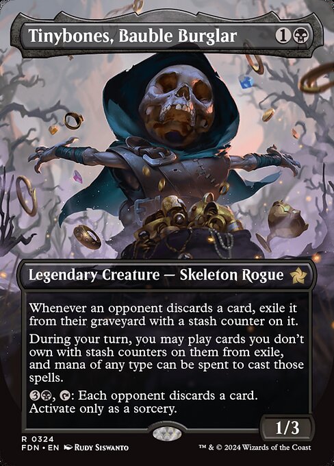 MTG Tinybones, Bauble Burglar FDN 324 Borderless Nonfoil