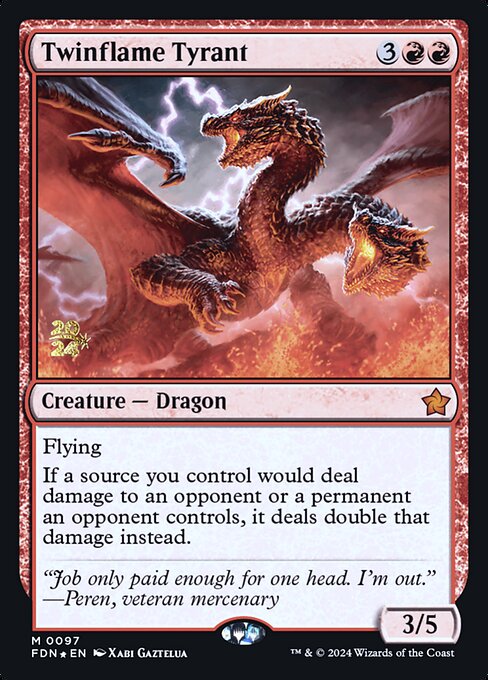 MTG Twinflame Tyrant PFDN 097s Prerelease Foil