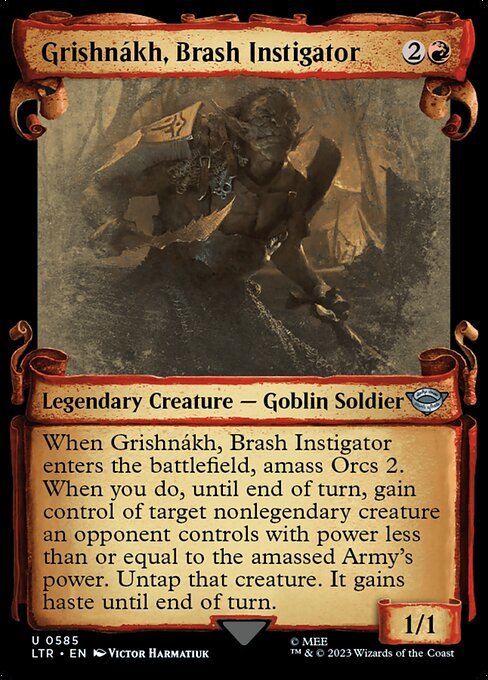 MTG Grishnákh, Brash Instigator LTR 585 Showcase Scrolls of Middle-earth Silver Foil