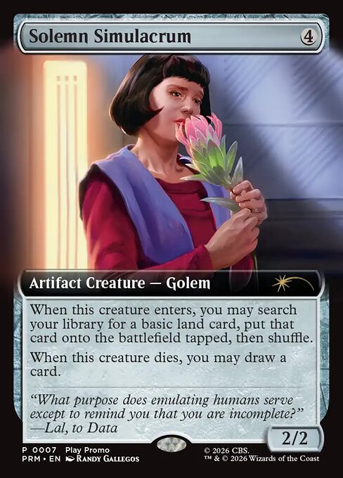 MTG Solemn Simulacrum PW26 019 Extended Art WPN Play Promo Foil