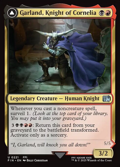 MTG Garland, Knight of Cornelia // Chaos, the Endless FIN 221 Regular Foil