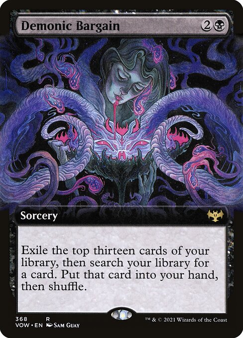 MTG Demonic Bargain VOW 368 Extended Art Nonfoil front