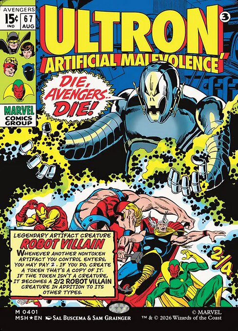 MTG Ultron, Artificial Malevolence MSH 401 Borderless Classic Comic Foil