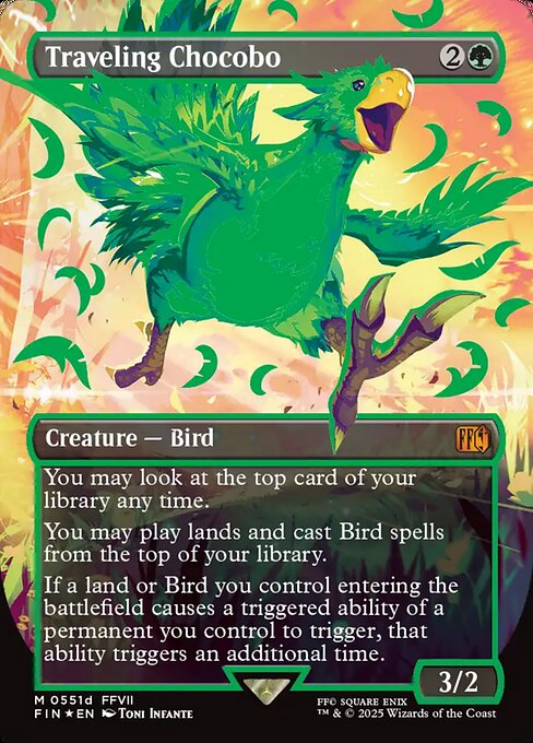 MTG Traveling Chocobo FIN 551d Green Chocobo Green Neon Ink Foil