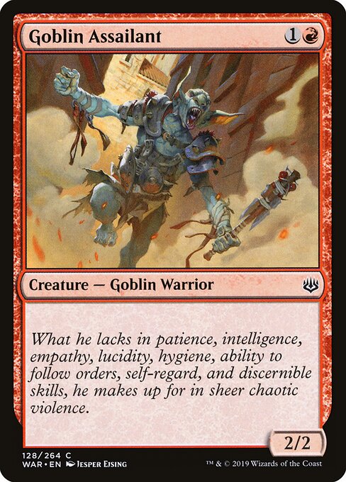 MTG Goblin Assailant WAR 128 Standard Foil front