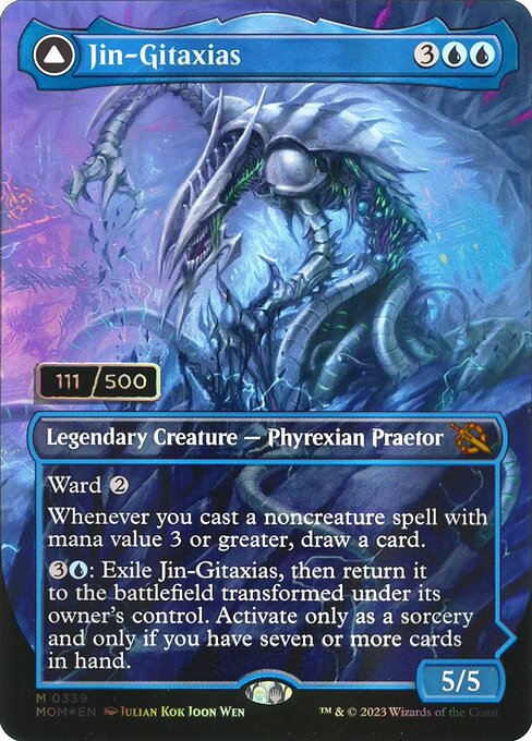 MTG Jin-Gitaxias // The Great Synthesis MOM 339 Serialized Praetor Double Rainbow Foil