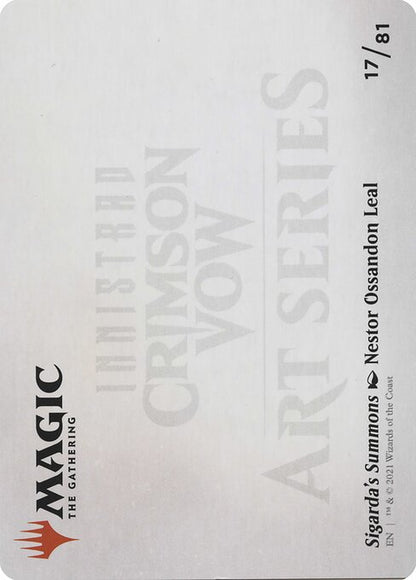 MTG Sigarda's Summons AVOW 017 Art Card Gold Stamped Signature reverse