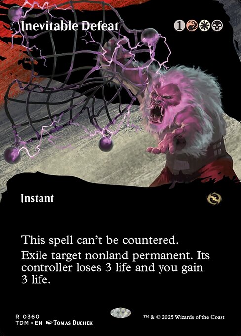 MTG Inevitable Defeat TDM 360 Borderless Clan Foil