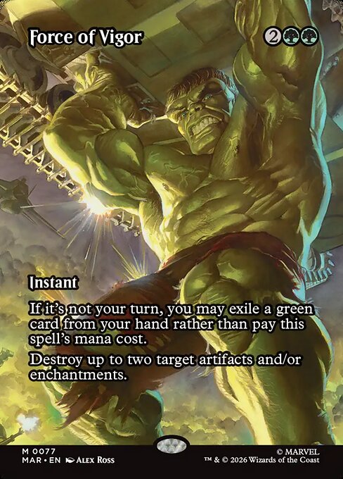MTG Force of Vigor MAR 077 Borderless Source Material Foil
